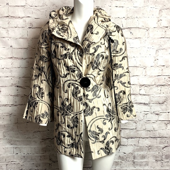 Jackets & Blazers - IC Collection Brocade Ruffle Collar Blazer Jacket